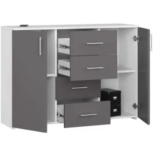 Ak furniture Komoda TORVI K 110 cm matná bílá/matná grafitově šedá