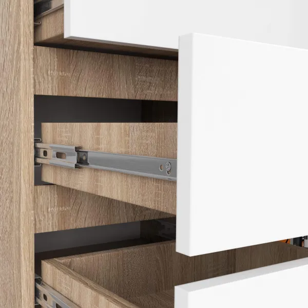 Ak furniture Komoda JERRY 80 cm 1 dveře 5 zásuvek dub sonoma/bílá