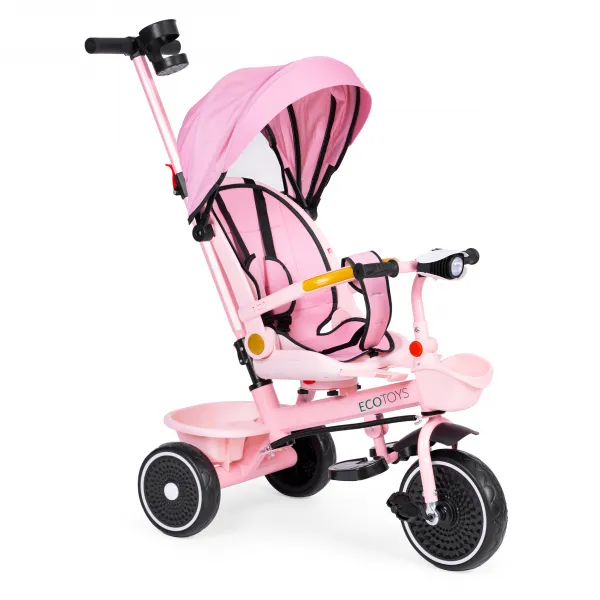 Dětská tříkolka - kočárek Ecotoys HEAVEN 2v1 růžová