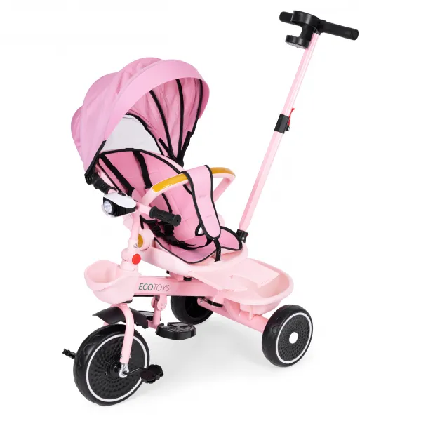 Dětská tříkolka - kočárek Ecotoys HEAVEN 2v1 růžová