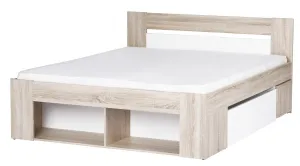 Szynaka Dvoulůžková postel Milo 09 160/200 s nočními stolky a zásuvkami dub sonoma/bílá