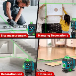 ONEVAN 16Lines 4D laserová samonivelačná vodováha s digitálnym displejom 360° 2 x batéria, kufor, statív v cene