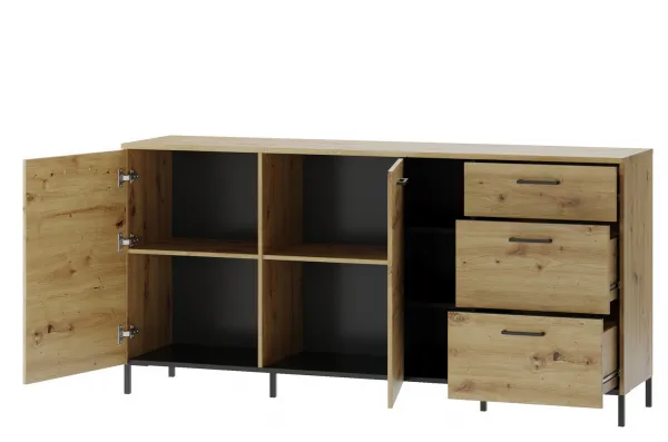 Szynaka Komoda Lucas II 48 180 cm dub Artisan/čierna