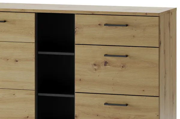 Szynaka Komoda Lucas II 48 180 cm dub Artisan/čierna