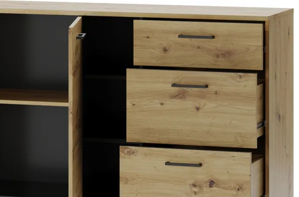 Szynaka Komoda Lucas II 48 180 cm dub Artisan/čierna