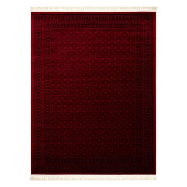 Koberec ORIENT 2958 so strapcami / rám, orientálny / klasický, bordový / čierny