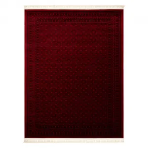Koberec ORIENT 2958 so strapcami / rám, orientálny / klasický, bordový / čierny