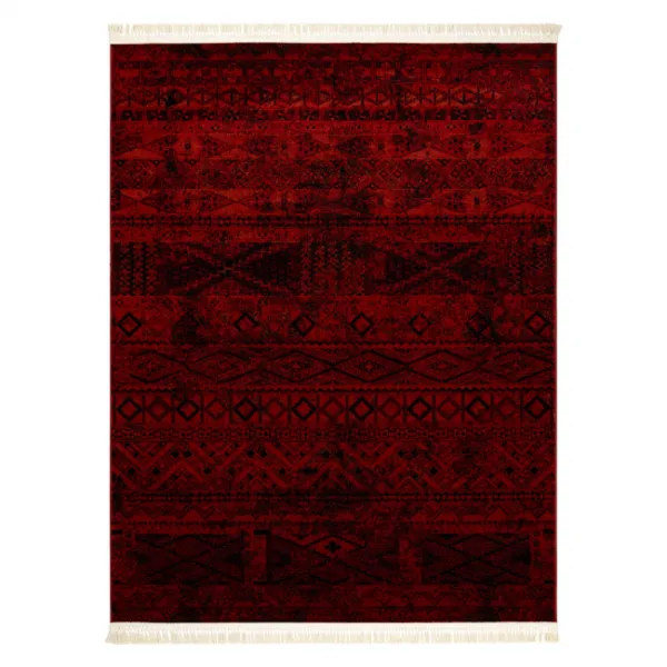 Koberec ORIENT 4722 so strapcami / orientálny, bordový / čierny