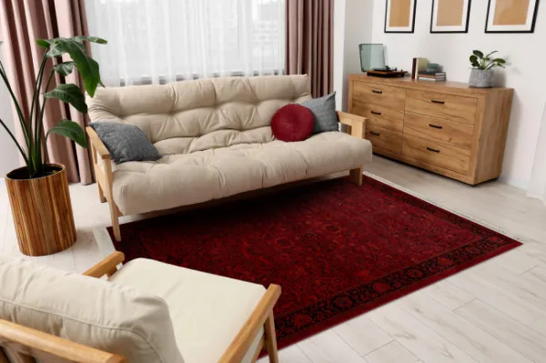 Koberec ORIENT 5125 so strapcami / rám, orientálny / klasický, bordový / čierny