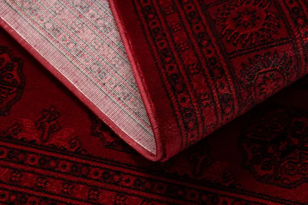 Koberec ORIENT 6889 so strapcami, rám / orientálny, bordový / čierny