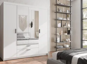ArtLemp Šatníková skriňa ELLEN 4D2S so zrkadlom | biela