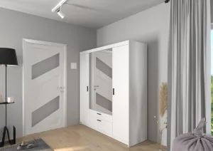 ArtLemp Šatníková skriňa ELLEN 4D2S so zrkadlom | biela