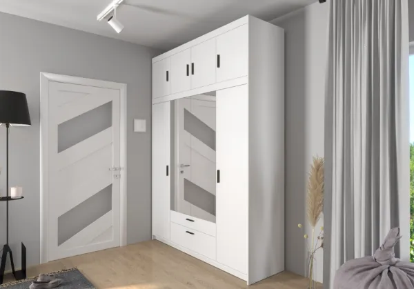 ArtLemp Šatníková skriňa ELLEN 4D2S so zrkadlom | biela