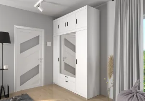 ArtLemp Šatníková skriňa ELLEN 4D2S so zrkadlom | biela