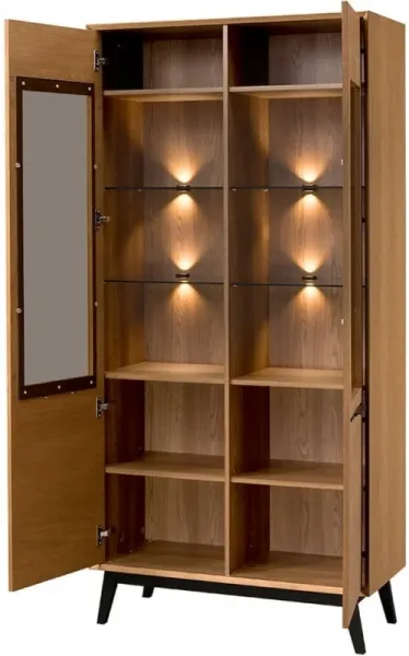 Szynaka Vitrína Lazure 12 s LED osvetlením 95 cm dub Rustikal karamelový