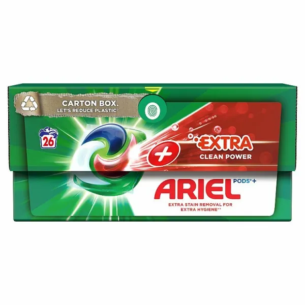 Ariel +Extra Cleaning Power All-in-1 PODS, Gélové Kapsuly Na Pranie, 26Praní