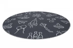 Detský koberec TOYS kruh - sivý