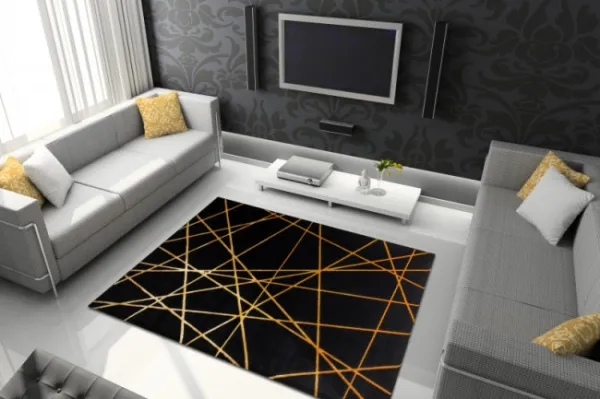 Koberec GLOSS 406C 86 glamour art - čierny / zlatý