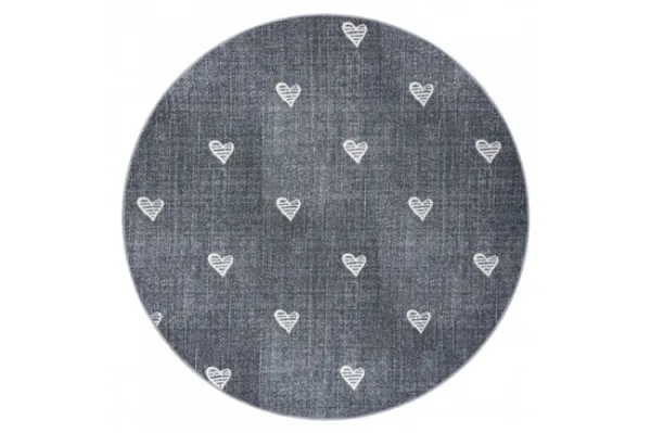 Koberec HEARTS kruh Jeans - sivý