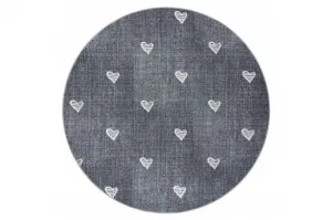 Koberec HEARTS kruh Jeans - sivý