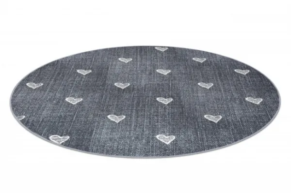 Koberec HEARTS kruh Jeans - sivý