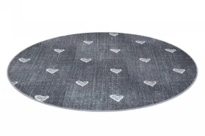 Koberec HEARTS kruh Jeans - sivý