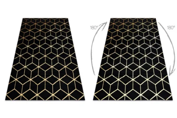 Koberec GLOSS 409C 86 3D kocka glamour - čierny, zlatý