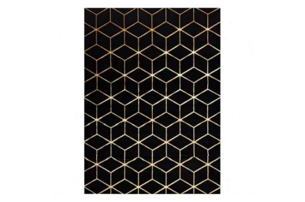 Koberec GLOSS 409C 86 3D kocka glamour - čierny, zlatý