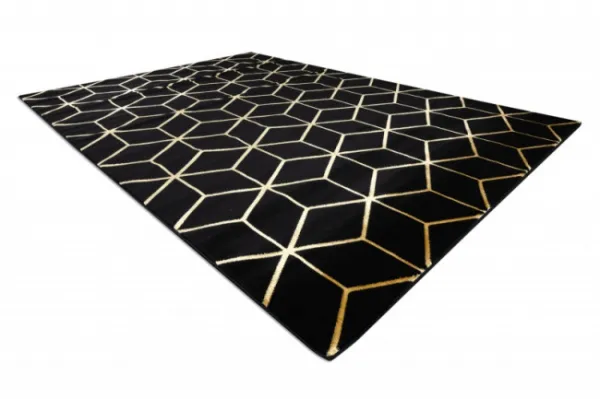 Koberec GLOSS 409C 86 3D kocka glamour - čierny, zlatý