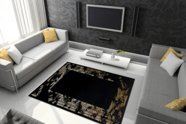 Koberec GLOSS 408C 86 Glamour - čierny, zlatý