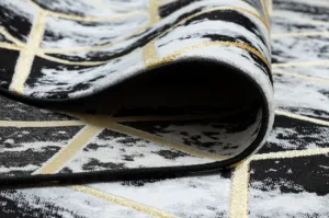 Koberec GLOSS 409A 82 3D kocka - čierny, zlatý, sivý