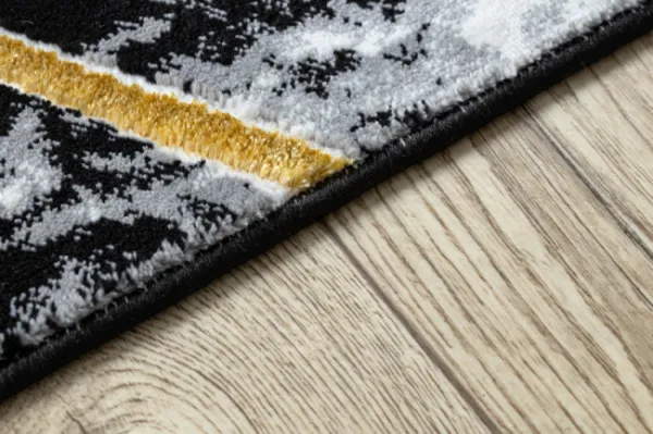 Koberec GLOSS 409A 82 3D kocka - čierny, zlatý, sivý