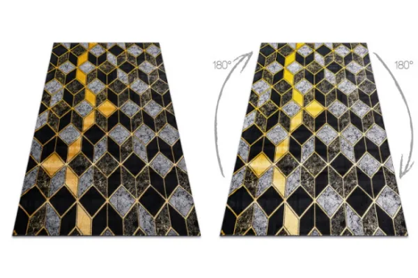 Koberec GLOSS 400B 86 Glamour 3D - čierny, zlatý
