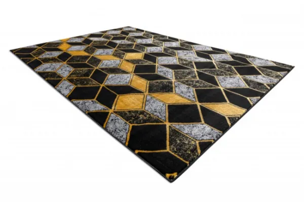Koberec GLOSS 400B 86 Glamour 3D - čierny, zlatý