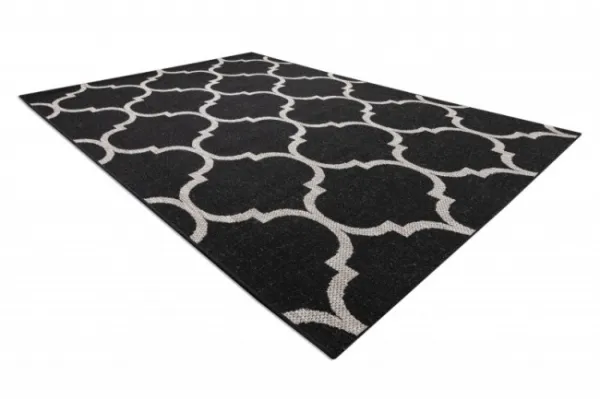 Koberec SIZAL FLOORLUX 20608 - marokánsky, trellis - čierny, strieborný