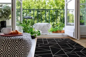 Koberec SIZAL FLOORLUX 20605 geometrický - čierny / strieborný