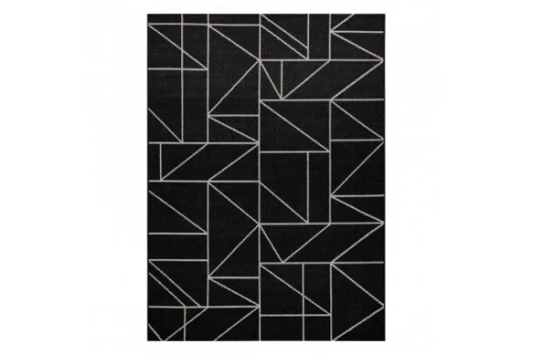 Koberec SIZAL FLOORLUX 20605 geometrický - čierny / strieborný