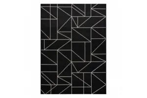 Koberec SIZAL FLOORLUX 20605 geometrický - čierny / strieborný