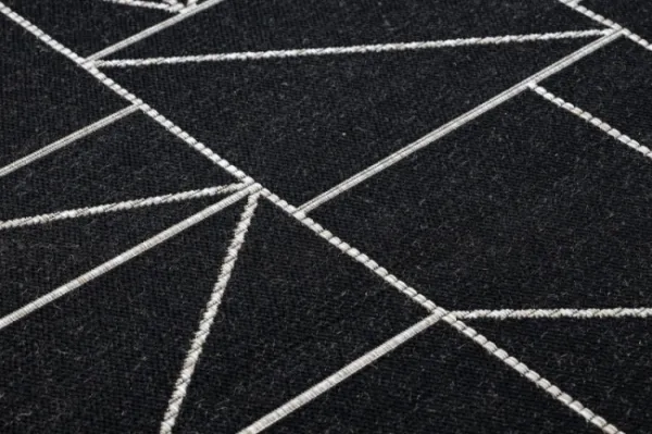 Koberec SIZAL FLOORLUX 20605 geometrický - čierny / strieborný