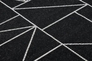 Koberec SIZAL FLOORLUX 20605 geometrický - čierny / strieborný