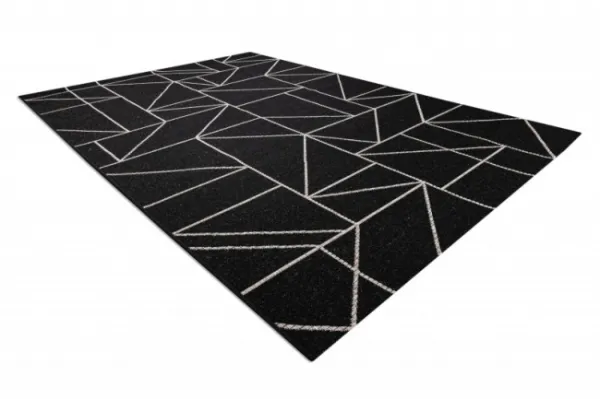 Koberec SIZAL FLOORLUX 20605 geometrický - čierny / strieborný