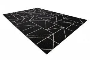 Koberec SIZAL FLOORLUX 20605 geometrický - čierny / strieborný