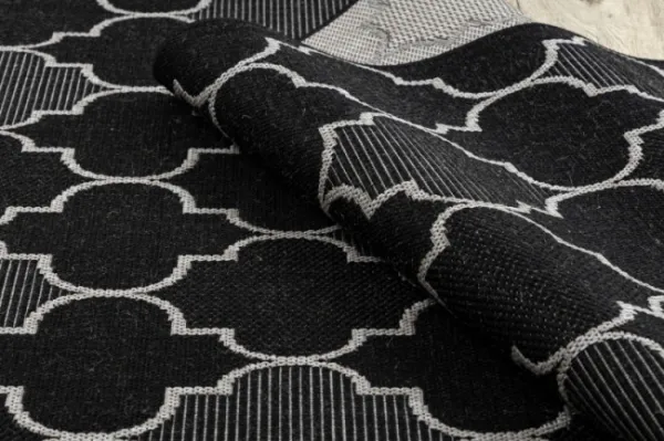 Koberec SIZAL FLOORLUX 20607 marokánsky, trellis - čierny, strieborný