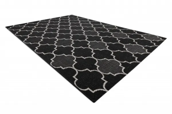 Koberec SIZAL FLOORLUX 20607 marokánsky, trellis - čierny, strieborný