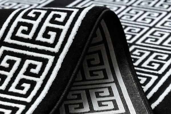 Koberec / Behúň GLOSS 6776 85 ramka, grécky - čierny / slonia kosť