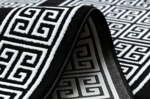 Koberec / Behúň GLOSS 6776 85 ramka, grécky - čierny / slonia kosť