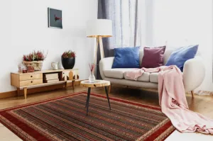 Koberec KASHQAI 4357 300 ramka, orientálny - zelený, bordový