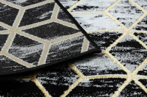 Koberec / Behúň GLOSS 409A 82 glamour, art deco čierny / sivý / zlatý