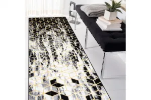 Koberec / Behúň GLOSS 409A 82 glamour, art deco čierny / sivý / zlatý