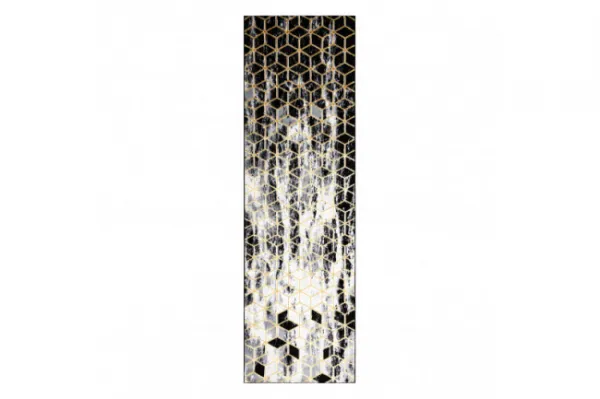 Koberec / Behúň GLOSS 409A 82 glamour, art deco čierny / sivý / zlatý